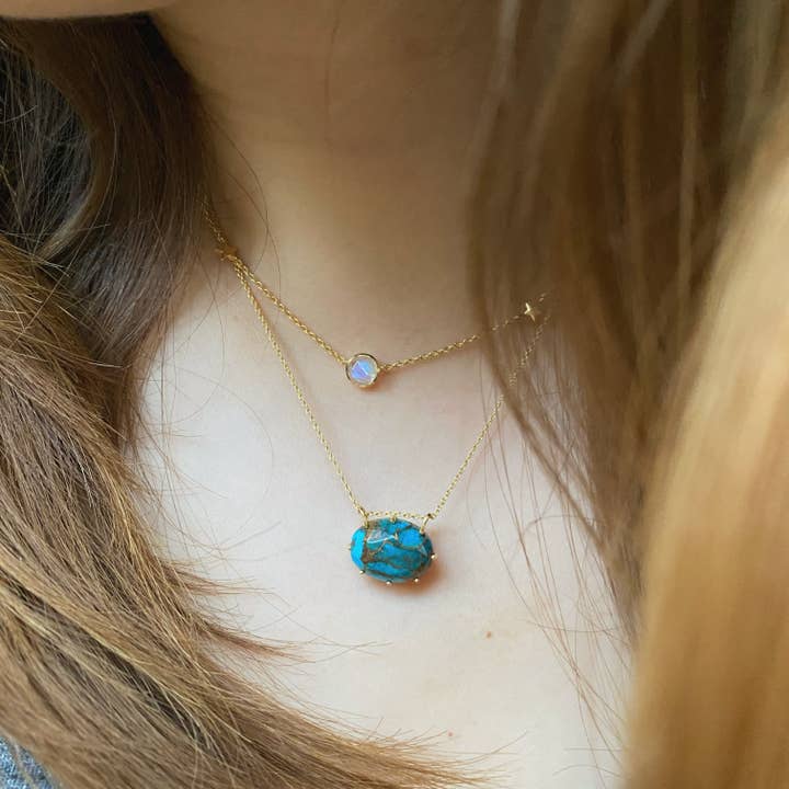 Erin | Copper Turquoise Necklace in Gold Vermeil for wholesale by Thimble Rose