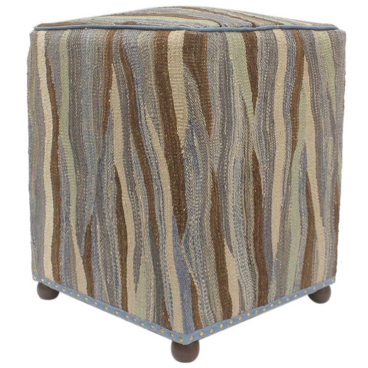 Art Deco Chana Handmade Kilim Upholstered Ottoman for wholesale by Arshs Fine Rugs