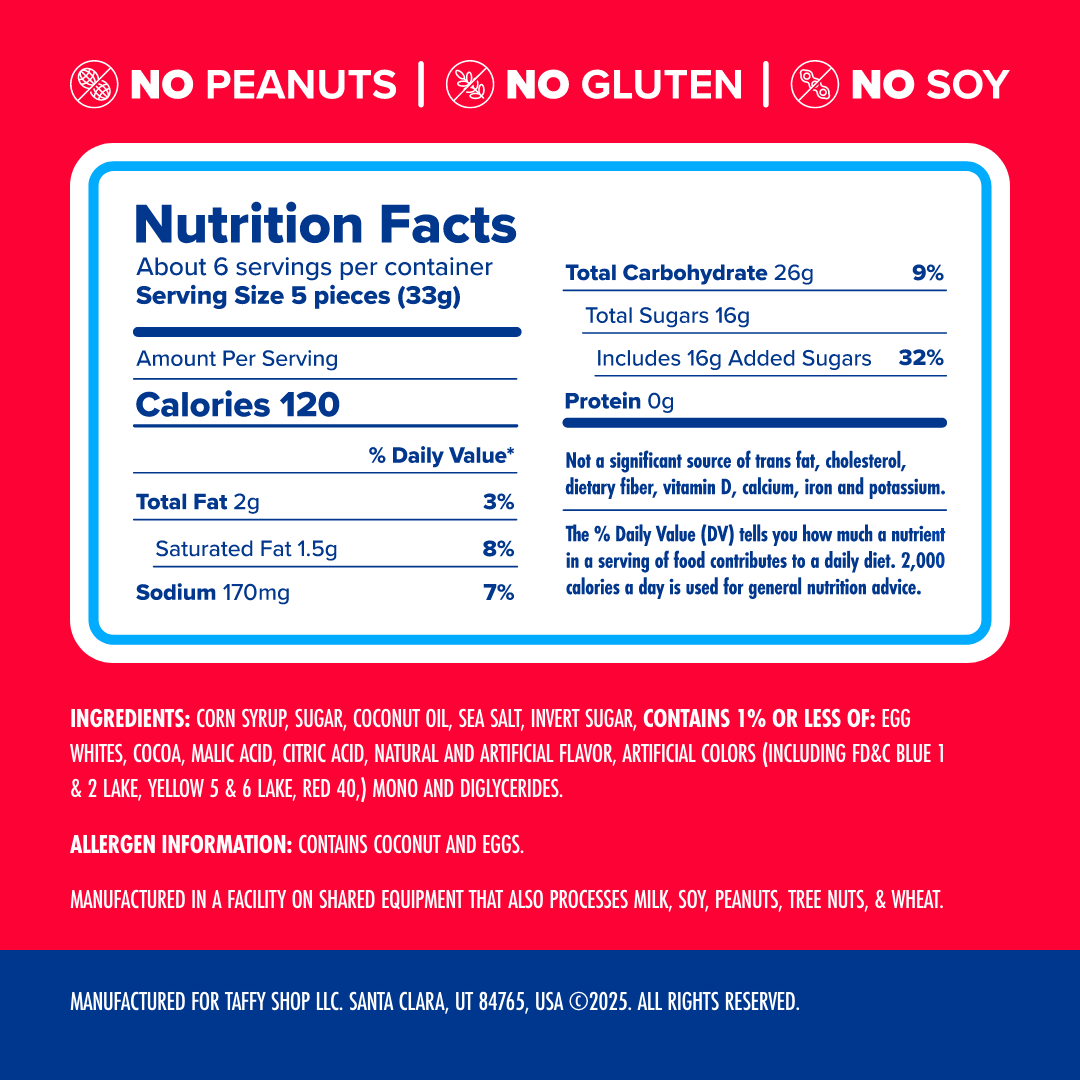 Taffy Shop – Taffy por atacado – Saco de Taffy de Água Salgada do Mundo (198g)™5