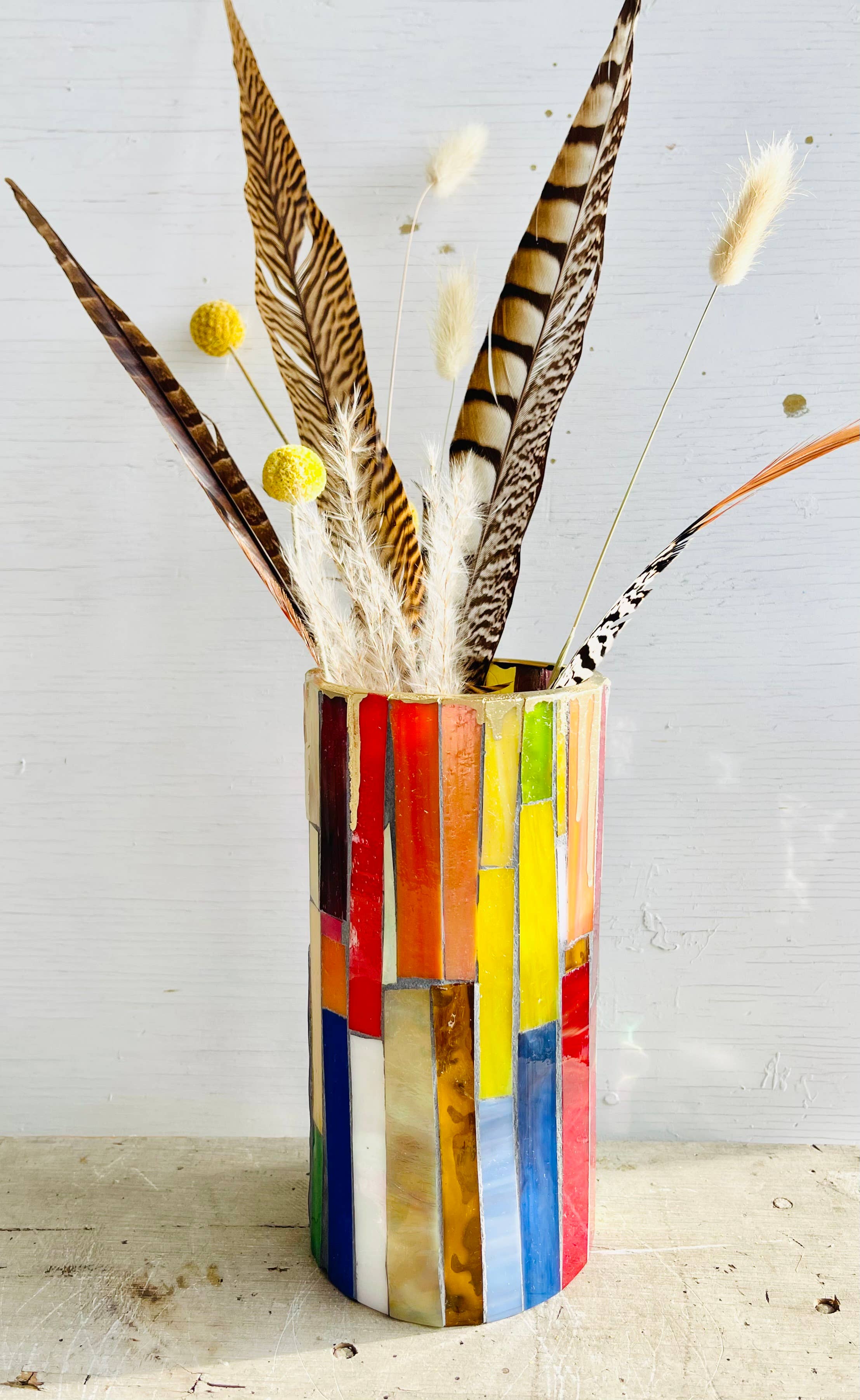 Atelier Glass Studio – Engroshandel Lyseholder – Regnbue Mosaik Beholder / Vase / Lysestage - Pride1