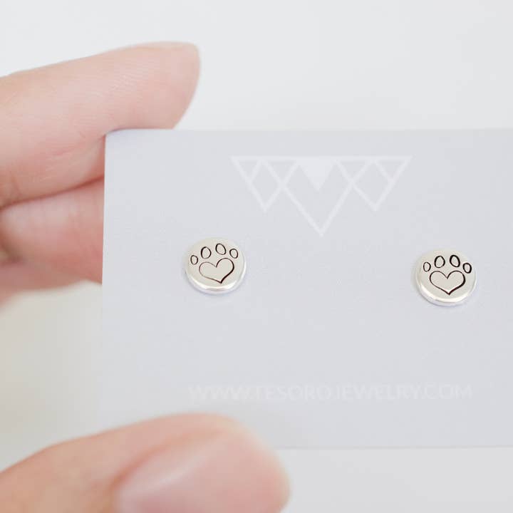 Heart Paw Earrings for wholesale by Tesoro Jewelry
