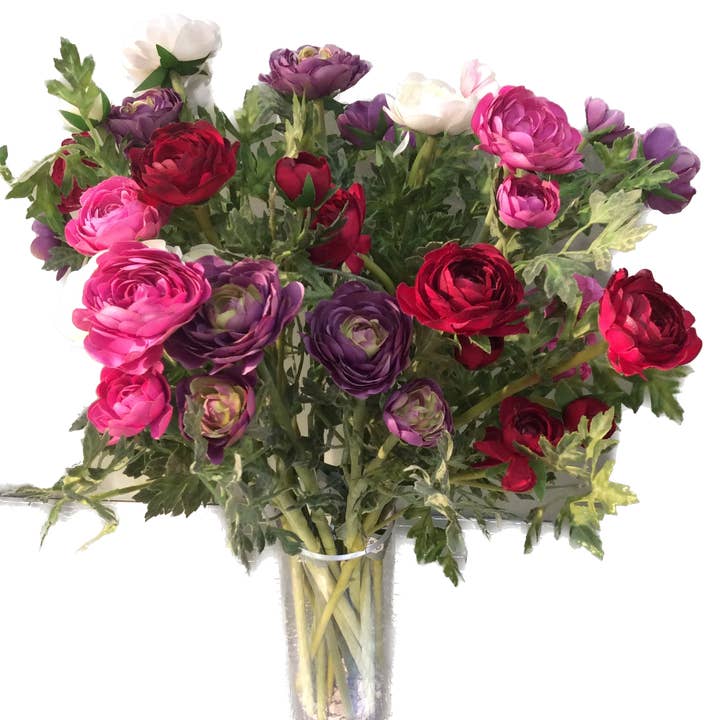 Mezu Silk Flowers - Wholesale Artificial Flowers - Artificial Dark Pink Ranunculus1