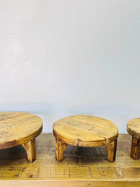 Round Stands 3 pc set, Natural, Handmade - 7.1 for wholesale by Rustic Farm