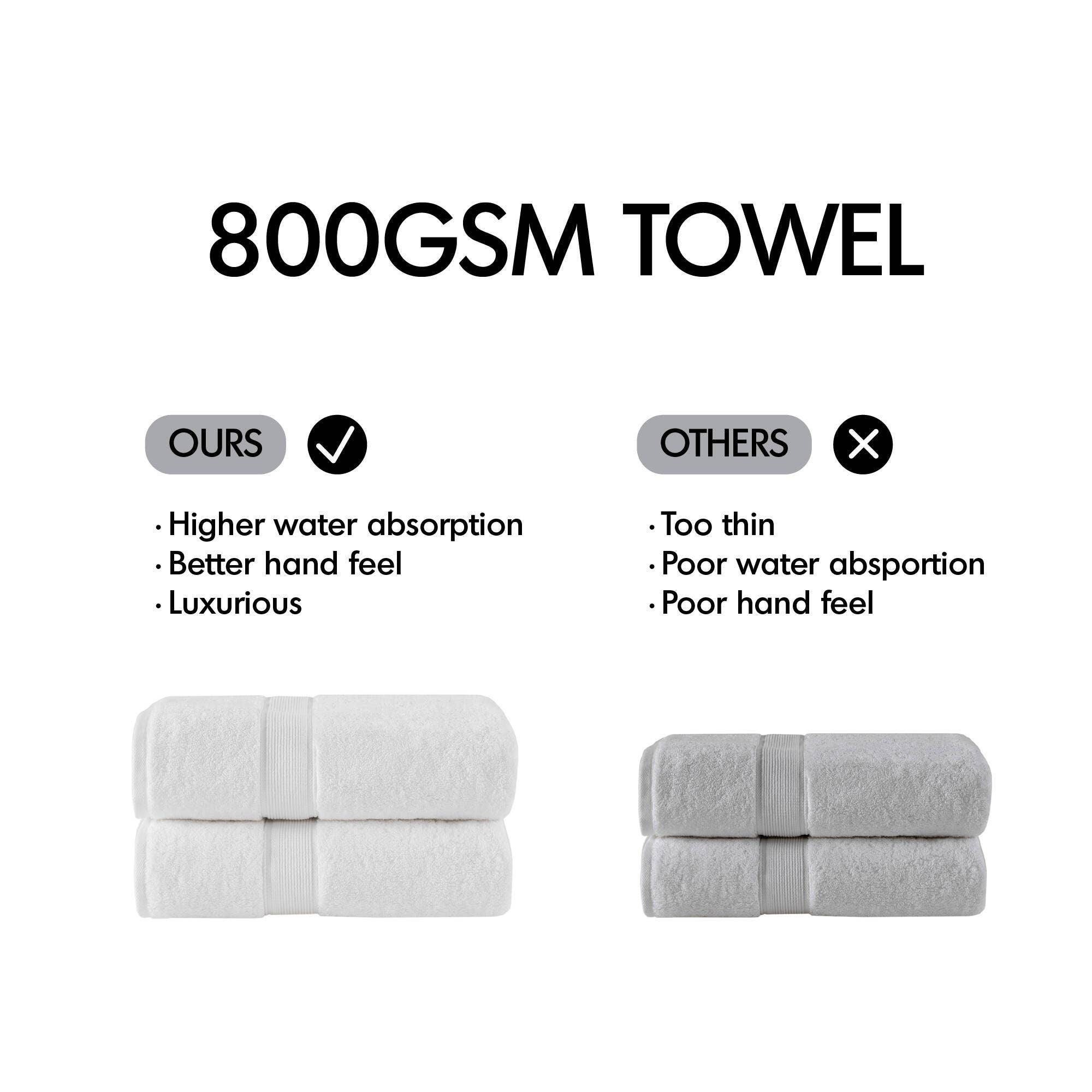Olliix - Wholesale Towel Set - 800gsm Oversized 2-Piece Bath Towel/Bath Sheet Set, White5