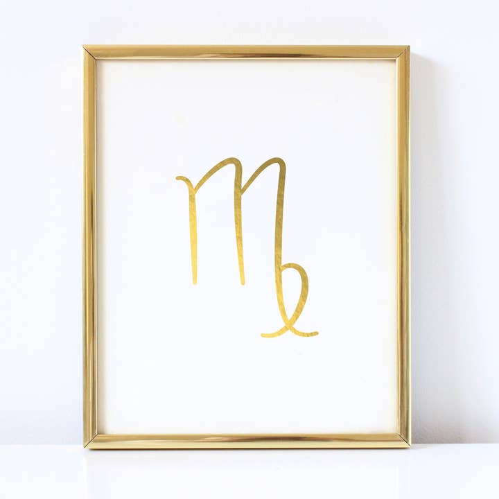 Impressão em folha dourada do signo do zodíaco de Virgem por atacado de Tori Kraut Designs