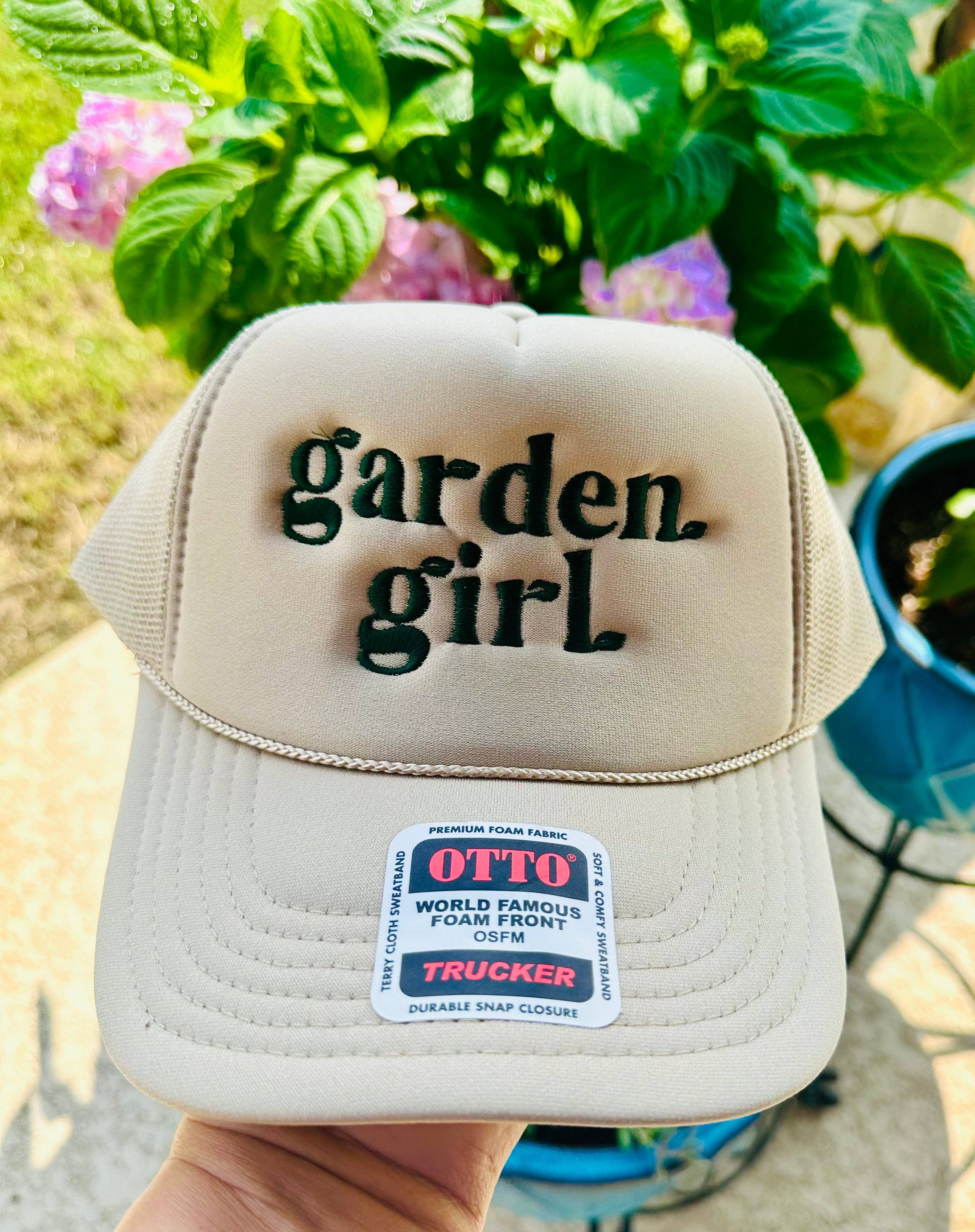 Southern Attitude Designs Inc - Wholesale Trucker Hat - Women's - Garden Girl Khaki Embroidered Trucker Hat0