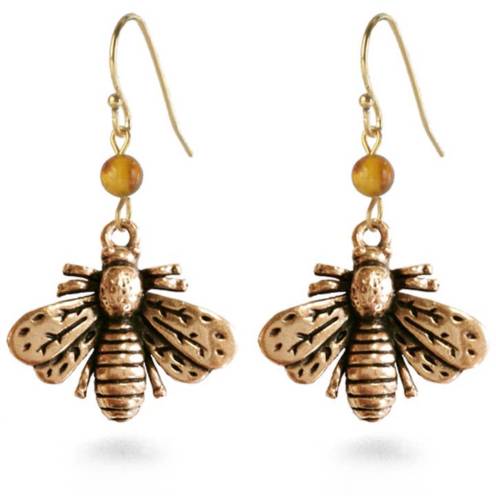 Boucles d'oreilles abeille napoléonienne avec ambre pour la vente par Discoveries, Inc.