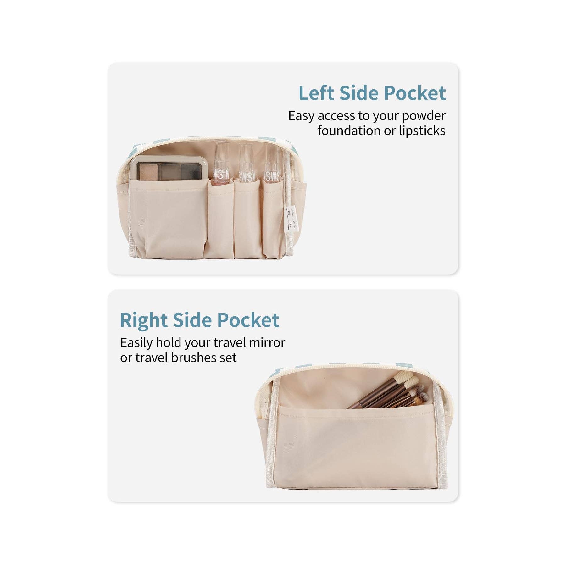 wandf - Wholesale Makeup/Cosmetic Bag - Checkered Makeup Bag Travel Cosmetic Bag Organizer Toiletry75