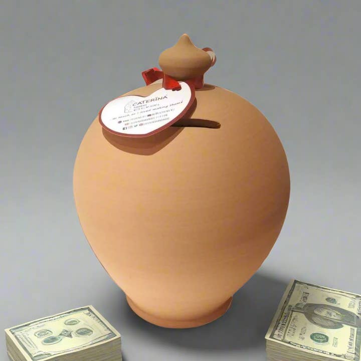 Hucha grande de 25 cm de altura, alcancía italiana. para venta al por mayor de Caterina