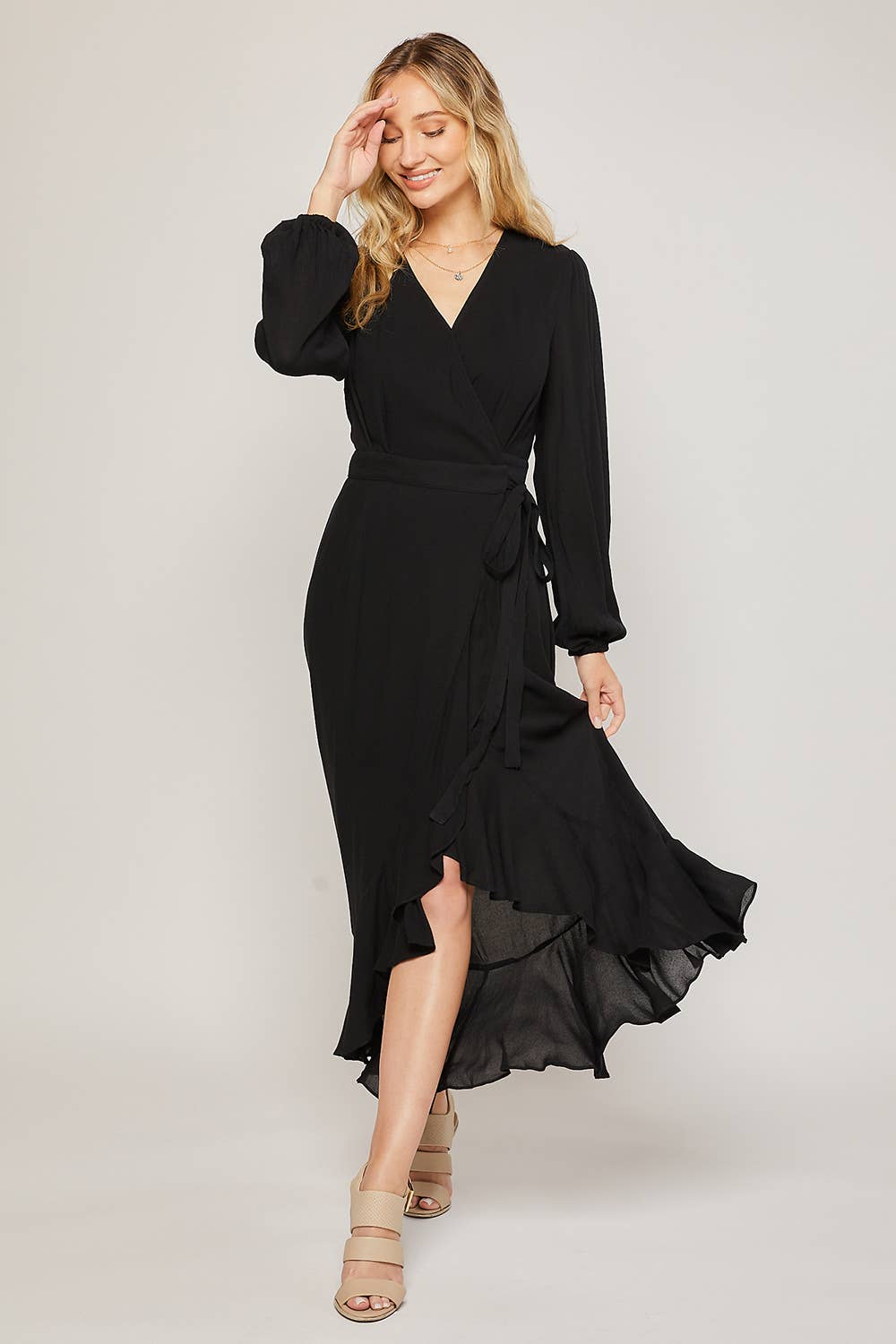 Bluivy – wholesale Dress – Women's – RUFFLE HEM MAXI WRAP DRESS38