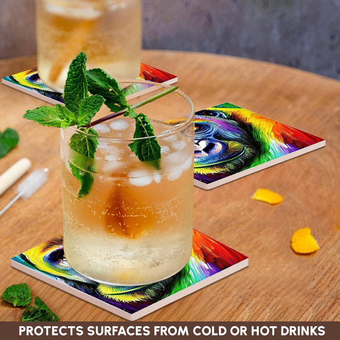 3dRose – wholesale Coasters – 3dRose, Funny Colorful Gorilla Ape Portrait. Digital Art. Gift, Charm, Coaster2