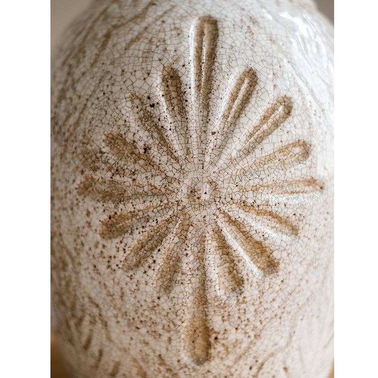 Rustic Reach - Wholesale Vase - Carved Floral Vase in White14