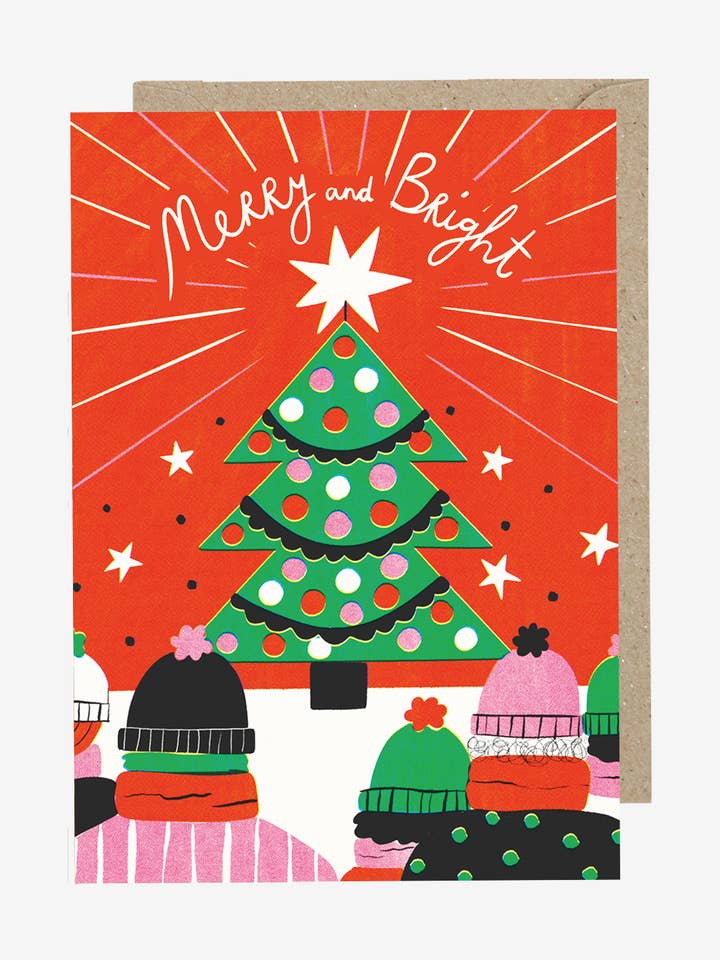 A6 Merry and Bright Christmas Card for wholesale by Happy Wolf