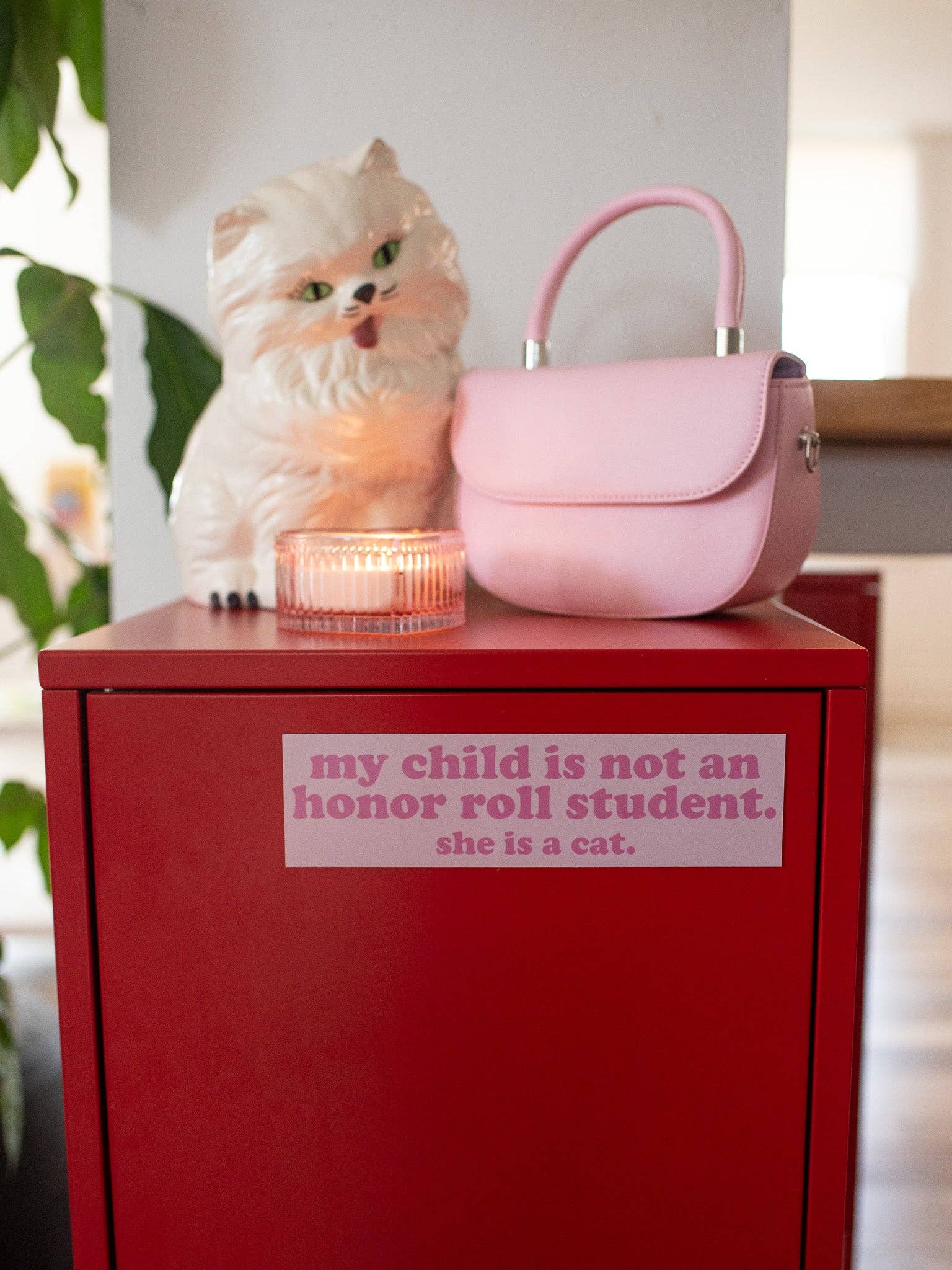 A Shop of Things - Wholesale Car Decorative Charm - Women's - Honor Roll Cat Bumper Magnet- Pink1