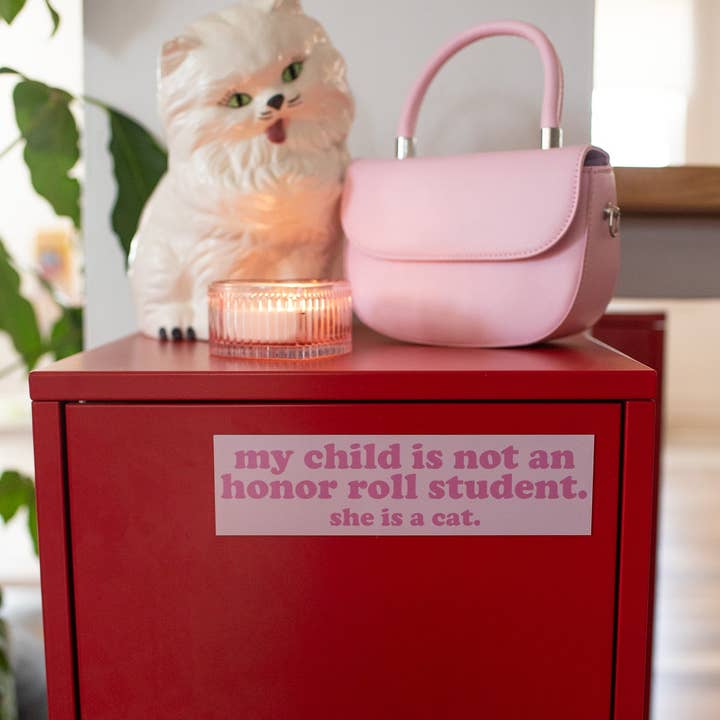 A Shop of Things - Wholesale Car Decorative Charm - Women's - Honor Roll Cat Bumper Magnet- Pink1