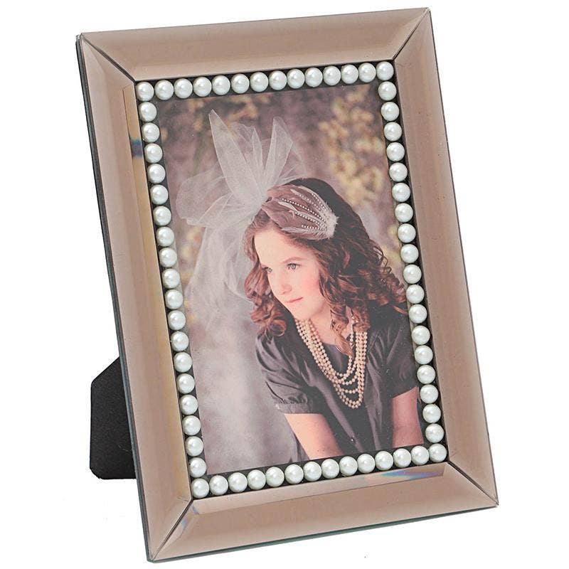 A&B Home Group Inc. – wholesale Picture frame – 6x8" Mirrored Photo Frame, 4x6" Opening - Silver/White0