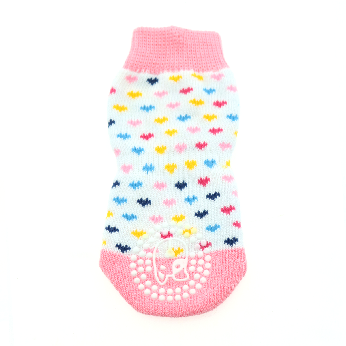 Doggie Design - Wholesale Pet Socks - Dog - Non-Skid Dog Socks - Pink and White Hearts1