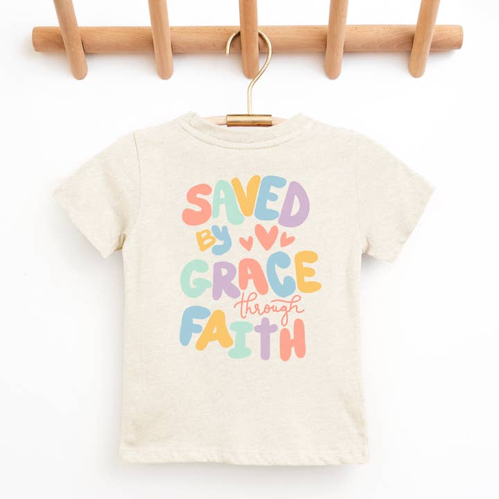 Saved by Grace Through Faith Youth Faith Graphic Tee for wholesale by J. Mack Designs