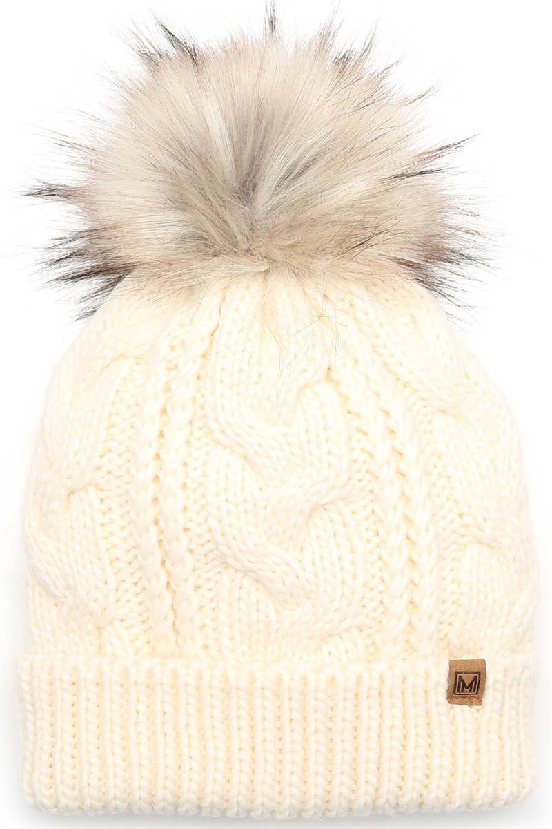 Fashion City - Wholesale Beanie - Women's - Women's Faux Fur Pom Beanie Hat with Sherpa Lining15