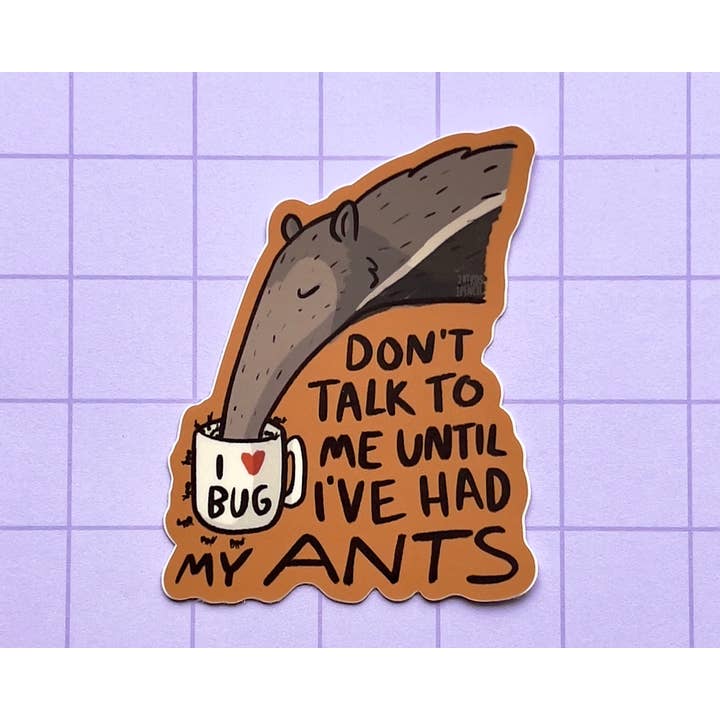 Giant Anteater Vinyl Sticker for wholesale by 2Birds1Pencil Illustrations