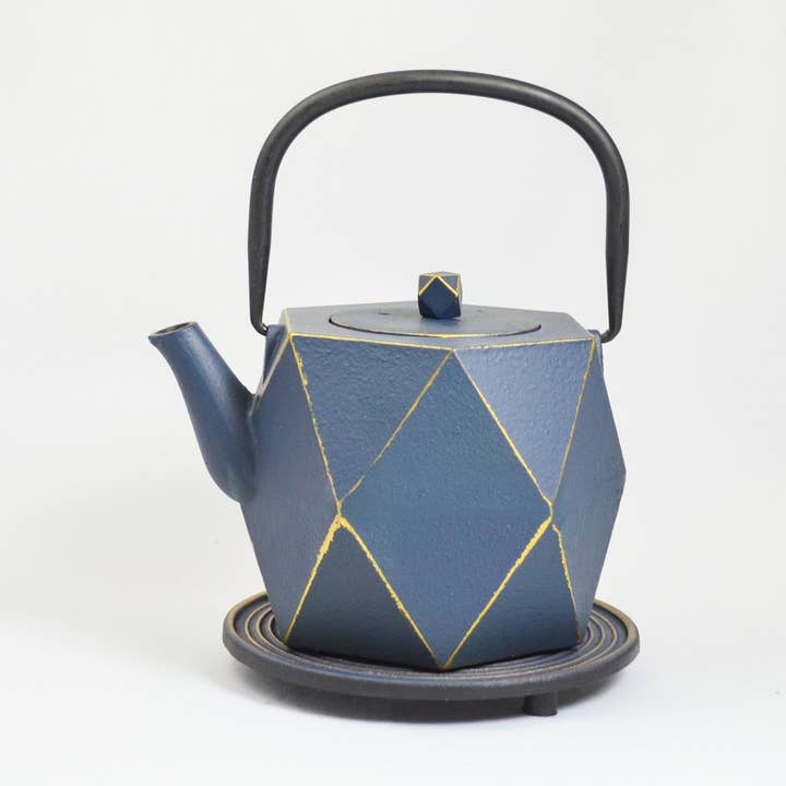 Karo 0.8l Teekanne aus Gusseisen, blaugold für den Großhandel von Ja-Unendlich