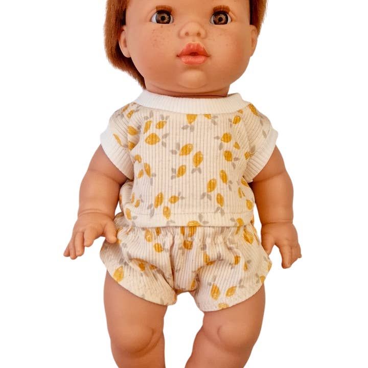 SUZANNE 2-piece boy's lemon t-shirt lemon briefs for wholesale by Maman Poule et Papa Coq