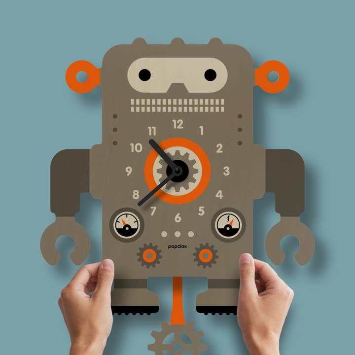Popclox - Wholesale Wall Clock - Robot Pendulum Clock - Wood1