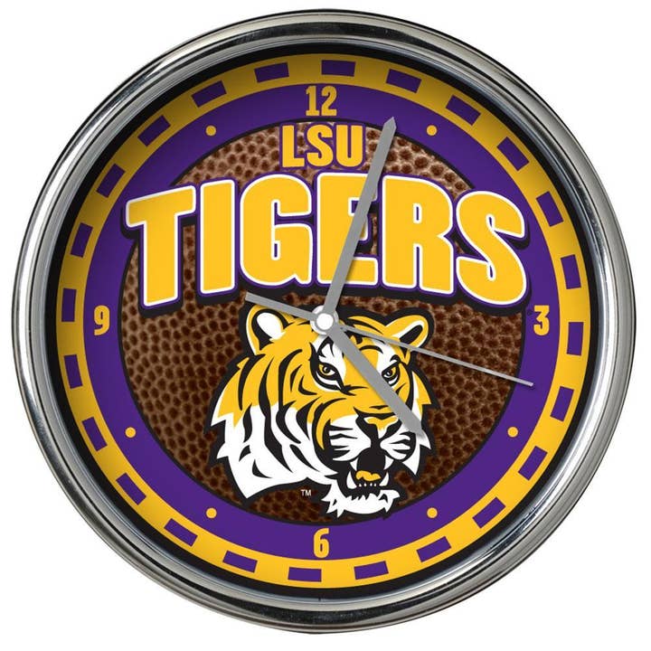 Chrome Clock, LSU Tigers for wholesale by The Memory Company