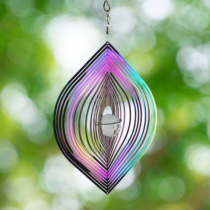 Geometric Rainbow Cat Eye Spinner w/ Crystal Accent for wholesale by RCS Gifts