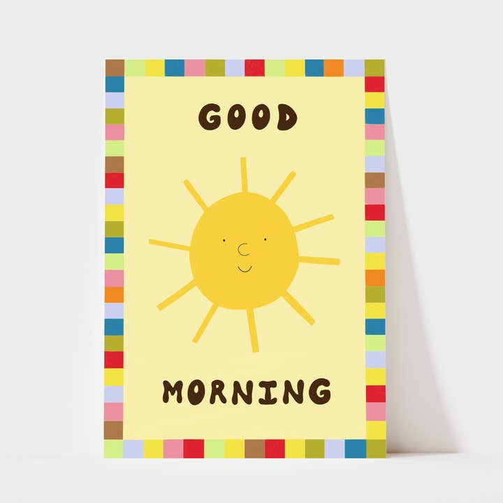 Sunshine Good Morning Art Print | Cute Children's Wall Art for wholesale by Little Black Cat Illustrated Goods