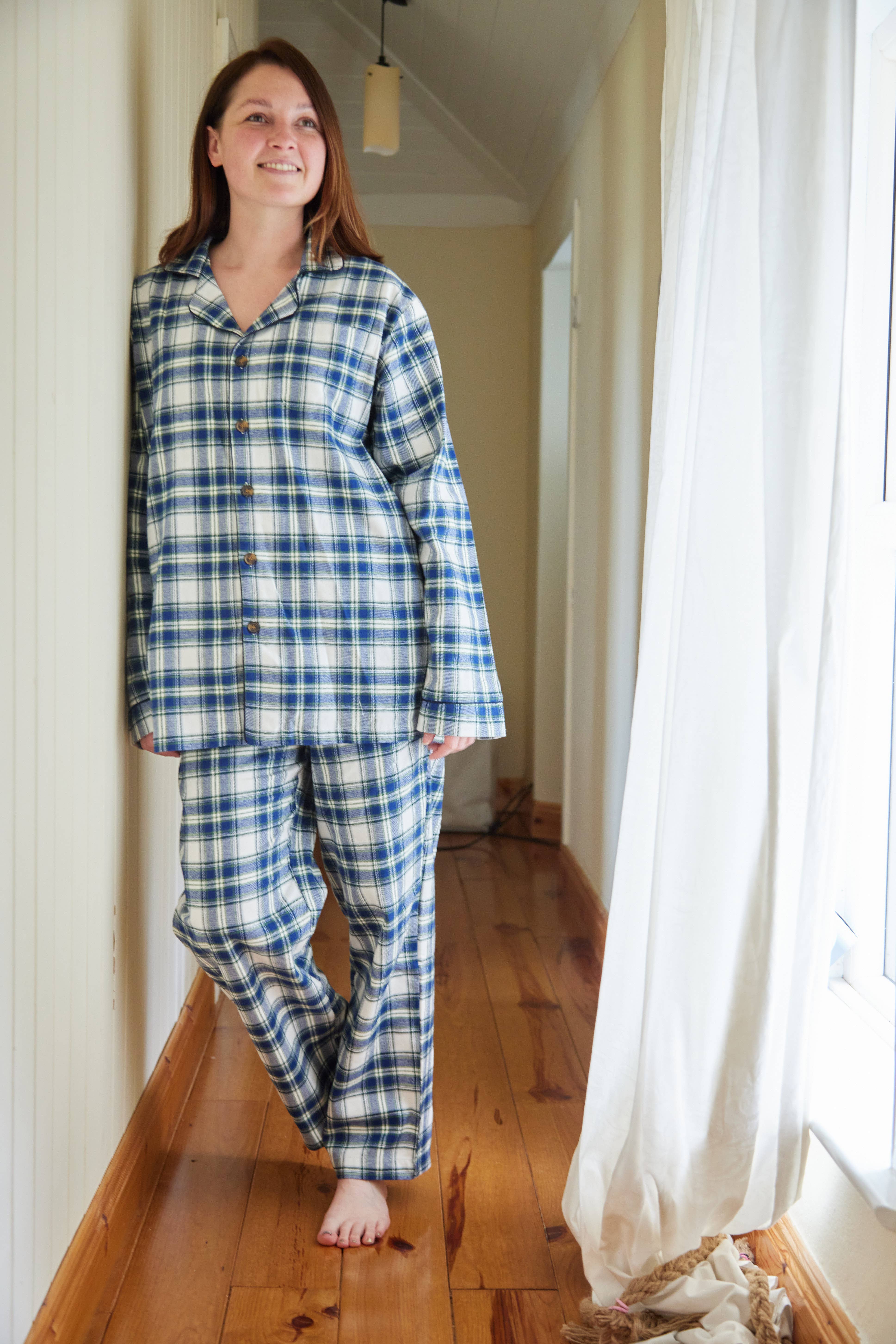 Lee Valley Ireland - Vendita all'ingrosso Completo pigiama - Unisex - Pigiama Lee Valley Flanella -LV38 Tartan Blu Douglas2