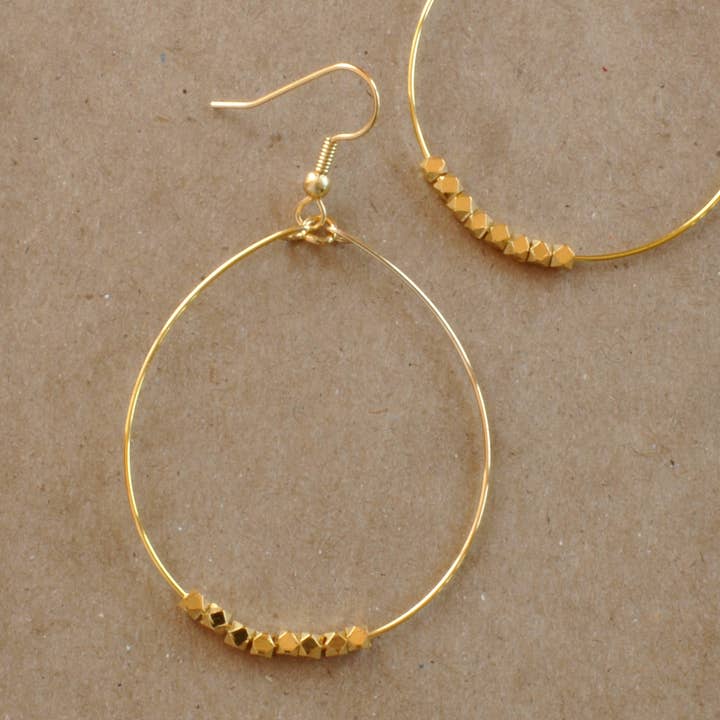 Libby & Smee - Wholesale Dangle Earrings - Large Gold Beaded Dangle Hoop Earrings14