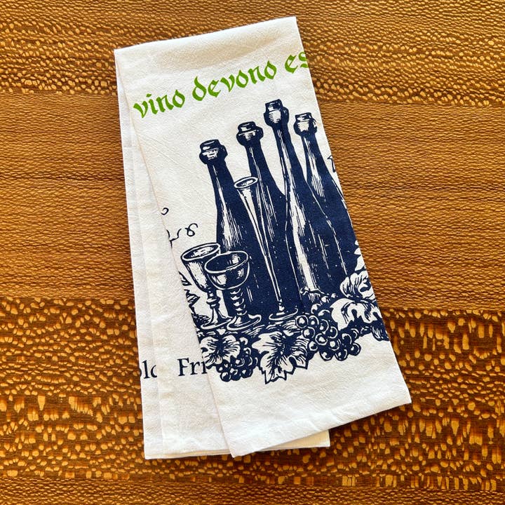 Jump That Moon – wholesale Tea towel – Friends and Wine dish towel3