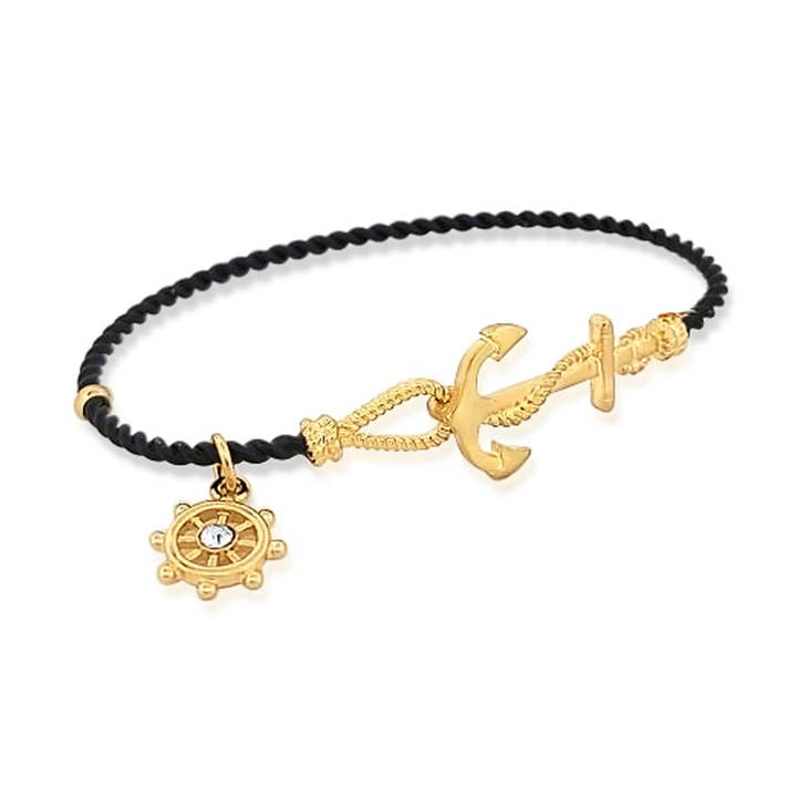 BeSheek Goldtone and Black Anchor and Hook Clasp Bracelet for wholesale by BESHEEK JEWELRY