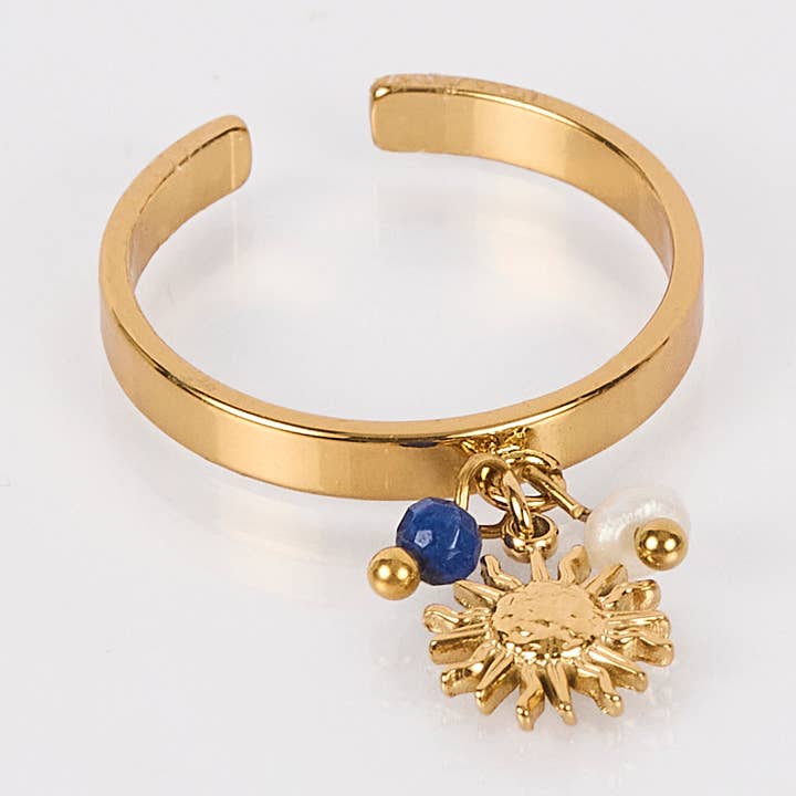 Anillo colgante Girasol en acero inoxidable, perlas suaves para venta al por mayor de By Sookay
