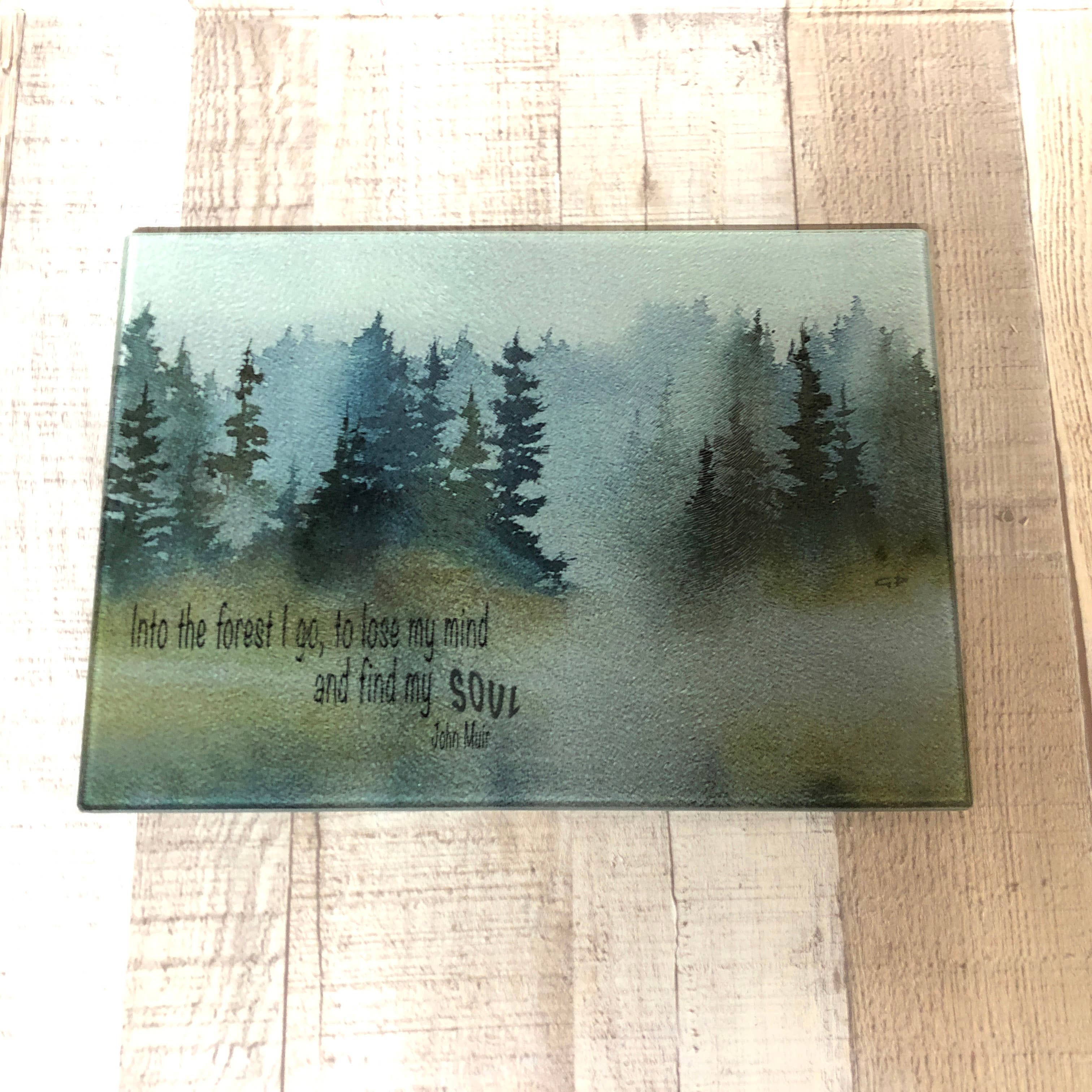 Into the Forest - 11" x 8" Tempered Glass Cutting Board for wholesale by GP Originals