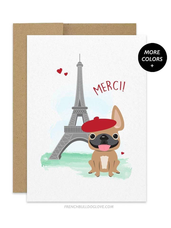 Merci! Franse Bulldog bedankkaart voor wholesale door French Bulldog Love