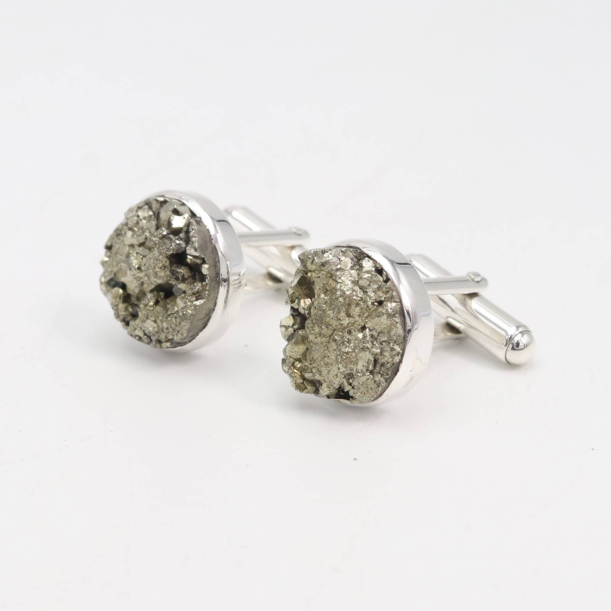 Jay Jools - Wholesale Cufflinks - Raw Pyrite Cufflinks: 925 Sterling Silver Handmade Jewelry3