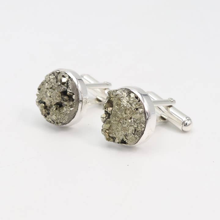 Jay Jools - Wholesale Cufflinks - Raw Pyrite Cufflinks: 925 Sterling Silver Handmade Jewelry3