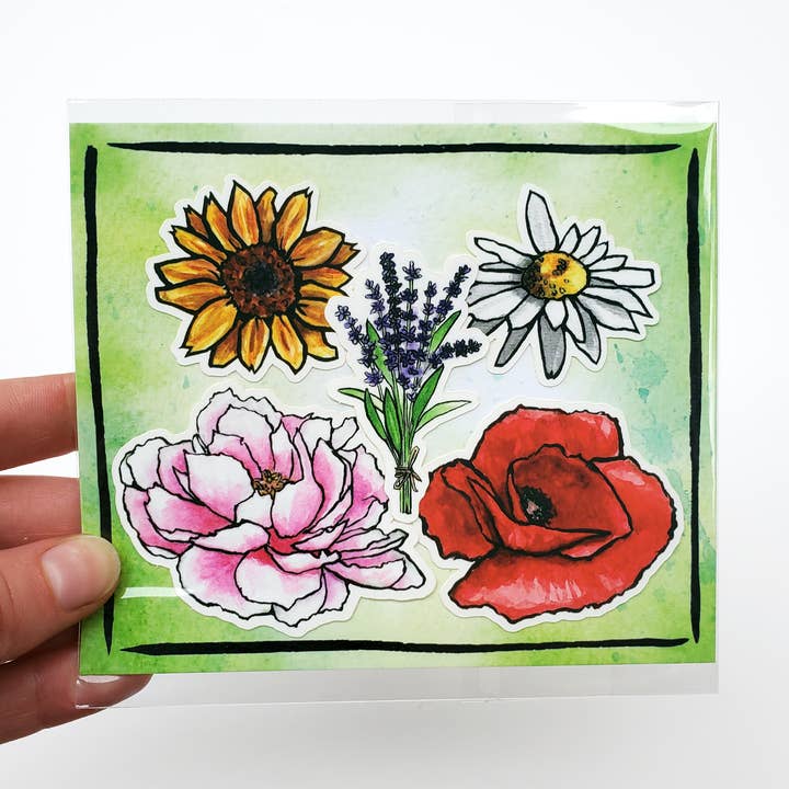 Pacchetto adesivi Flower Matte per la vendita all'ingrosso da parte di Art by Trisha Hall