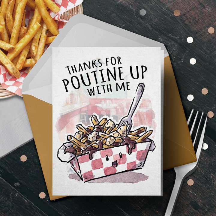 „Poutine Up W Me“ — Glückwunschkarte zum Valentinstag, Liebe, Jahrestag für den Großhandel von Aaron Millard Illustration