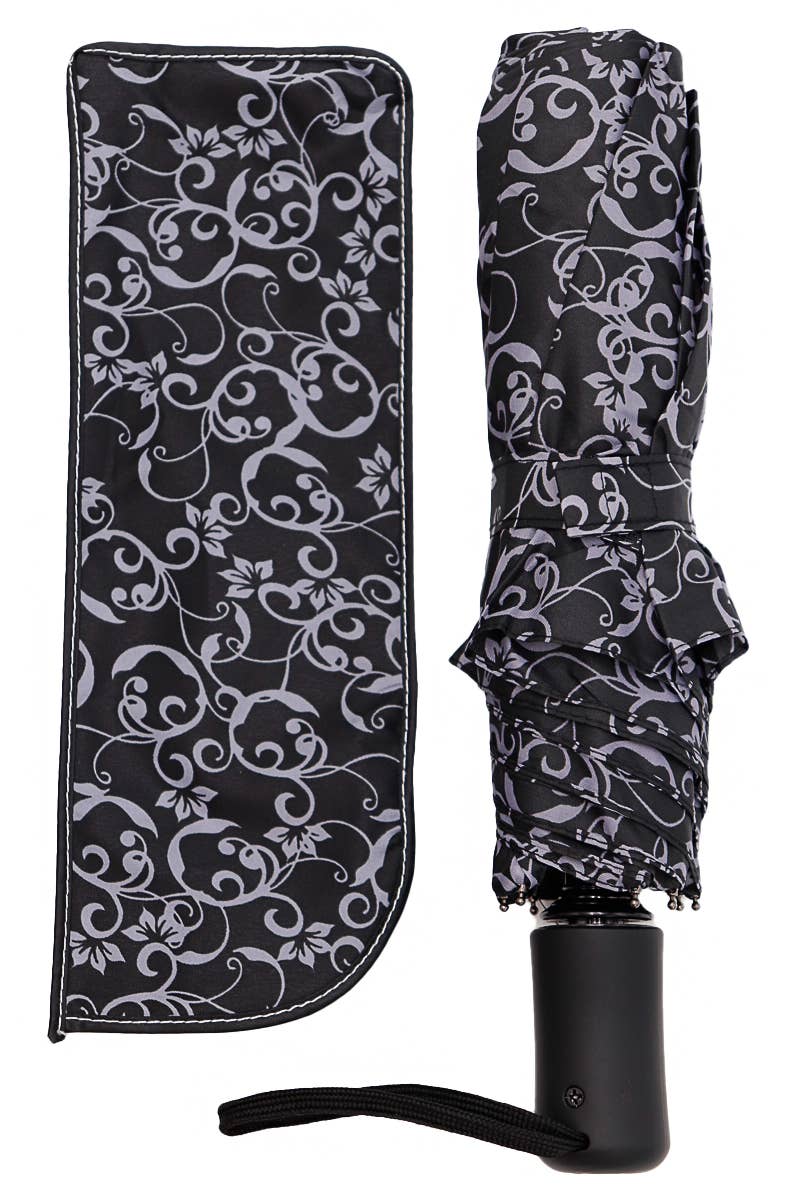 Cap Zone – Großhandel Regenschirm – Damen – Breiter abstrakter, filigraner, automatisch zu öffnender Kompaktschirm3