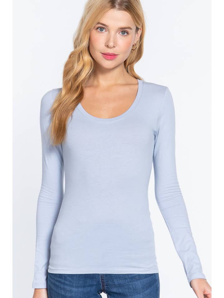 Active Basic | Active USA - Wholesale Knit Top - Women's - Long Sleeve Scoop Neck Top64