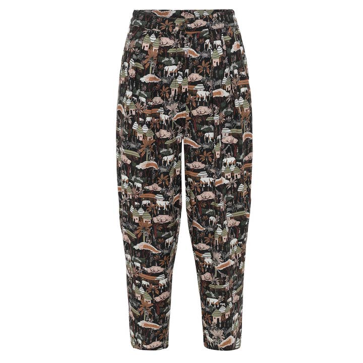 Dark Savannah Patterned Relaxed Fit Pants for wholesale by anou anou