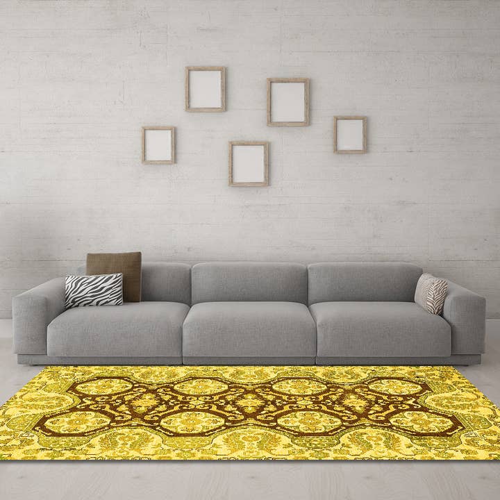 Machine Washable Oriental Yellow Traditional Area Rugs for wholesale by Ahgly