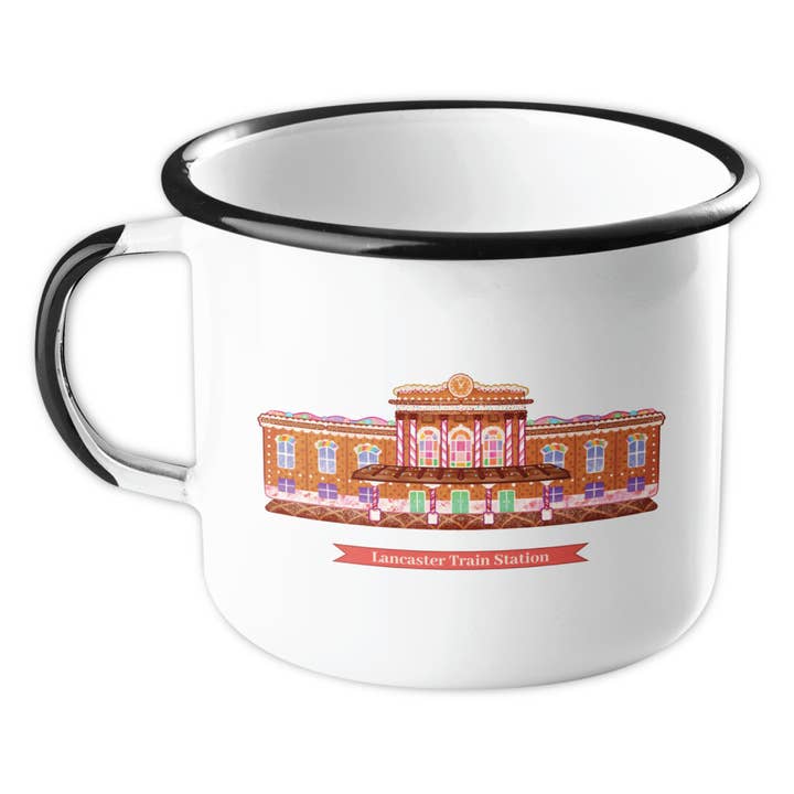 Lucky Mfg. Co. - Wholesale Coffee Mug - Gingerbread Lancaster Train Station Holiday Camp Mug