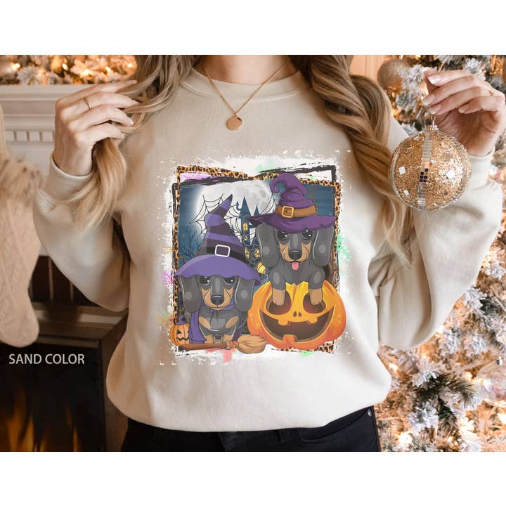Halloween Witch Dachshund Shirt, Græskar Hunde Lover Shirt for engroshandel hos NVC Ecommerce LLC