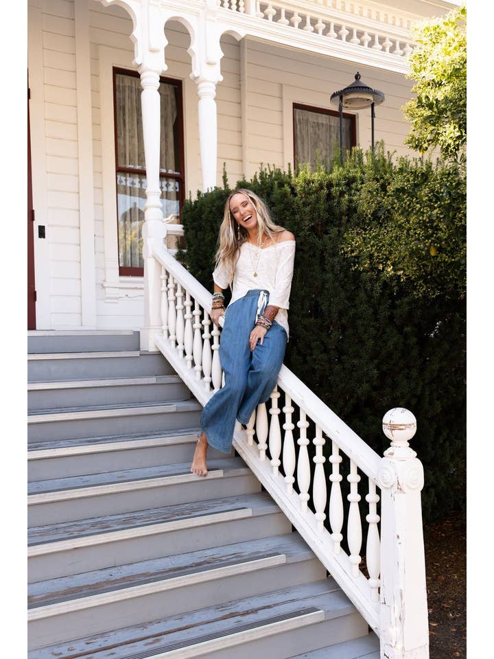 Three Bird Nest - Wholesale Pants - Women's - So Comfy Wide Leg Cropped Pant - Denim