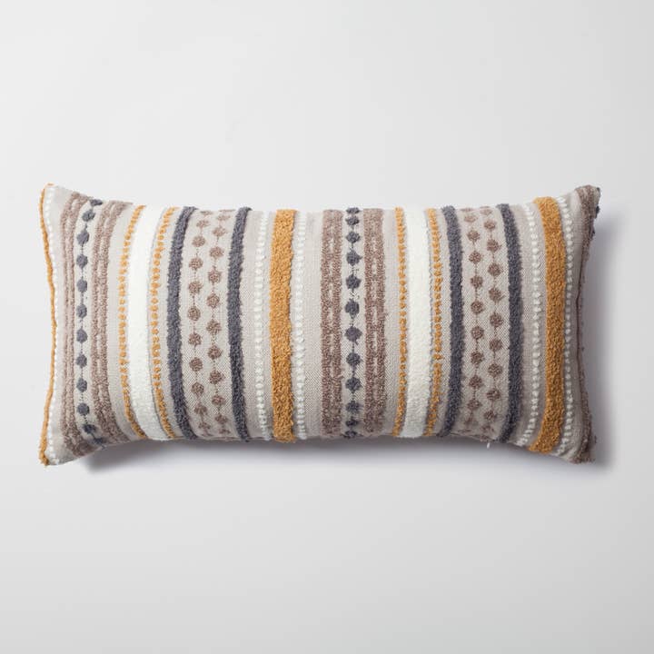 Striped Linen Tufted Boho Decorative Long Lumbar Pillowcase for wholesale by Fineroom Living