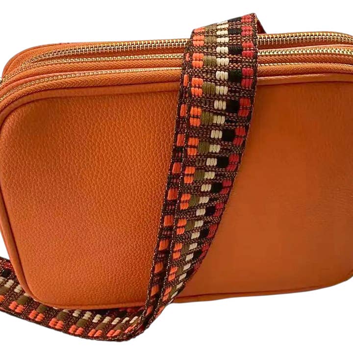 Orange Three Zipped Camera Bag with Canvas Strap 6602 for wholesale by Strathurie